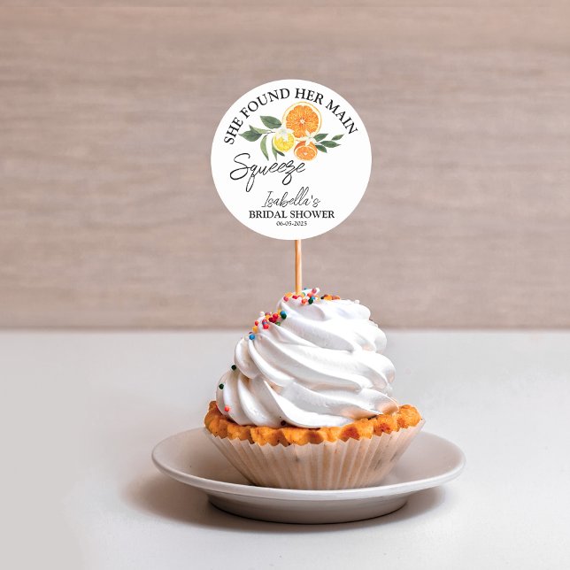 Sticker Rond Citrus Elle A Trouvé Sa Principale Fête des mariée (Add a zesty finishing touch to your bridal shower favors with this Citrus “Thank You” Classic Round )