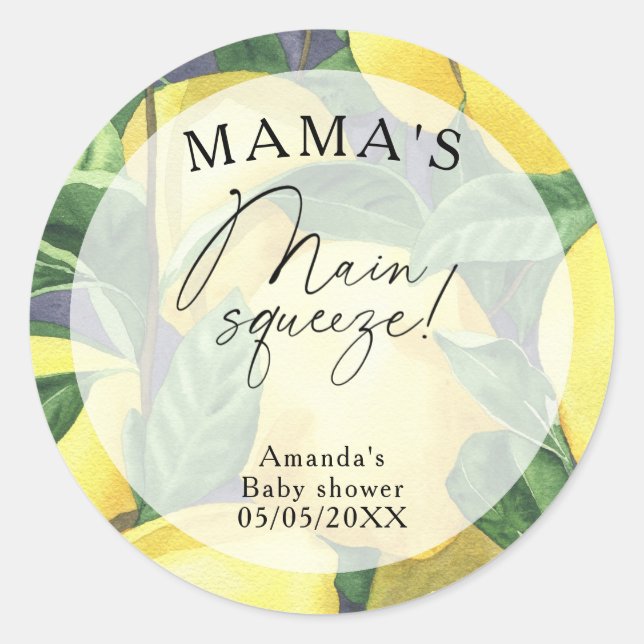 Sticker Rond Citrus Lemon - Le baby shower principal de Mama (Devant)