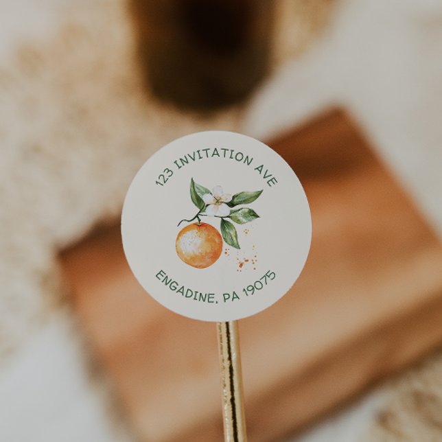 Sticker Rond Citrus Little Cutie Return Address Envelope Seals (Créateur téléchargé)