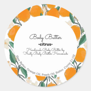 Sticker Rond Citrus Orange Corps Beurre Bain marque de savon