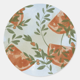 Sticker Rond Citrus orange et verdure