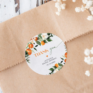 Sticker Rond Citrus thème oranges feuillage nuptiale merci