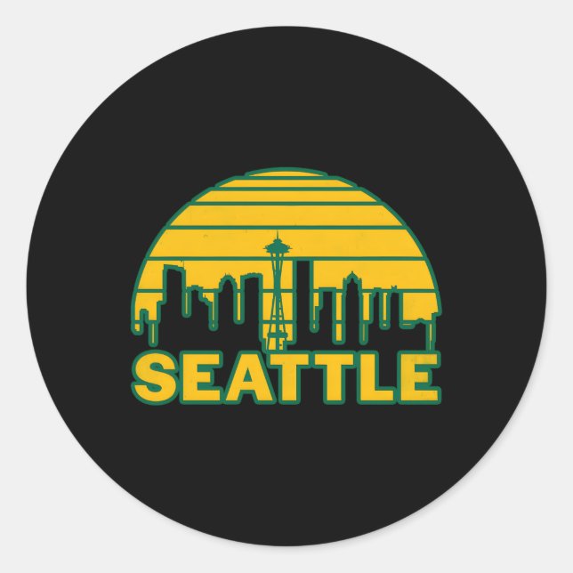Sticker Rond Cityscape de Seattle (Devant)
