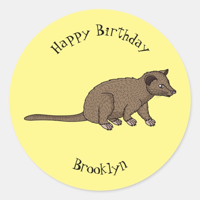 Sticker Rond Civet de mûte luwak, dessin animé (Devant)