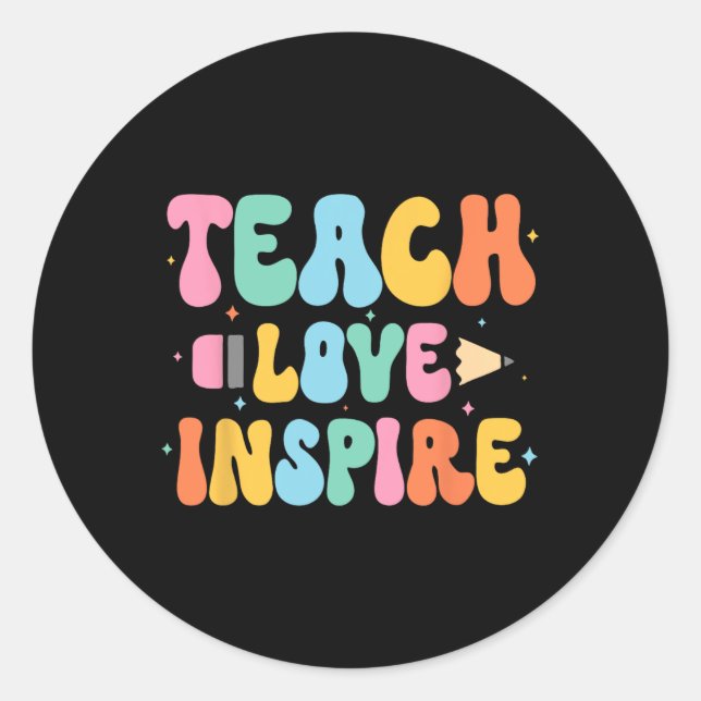 Sticker Rond Ck À L'école Enseigner L'amour Inspirer Enseignant (Devant)