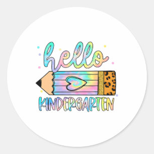Sticker Rond Ck À L'École Hello Kindergarten Leopard Tie Dye Pe