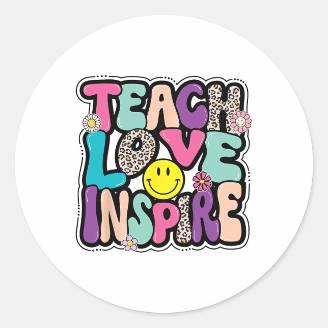 Sticker Rond Ck To School Enseigner L'Amour Inspirer Les Enseig (Devant)