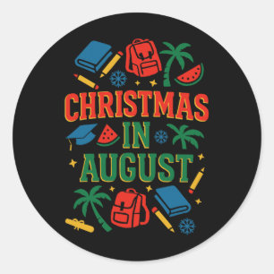 Sticker Rond Ck To School Xmas Palm Tree Graduation Noël I