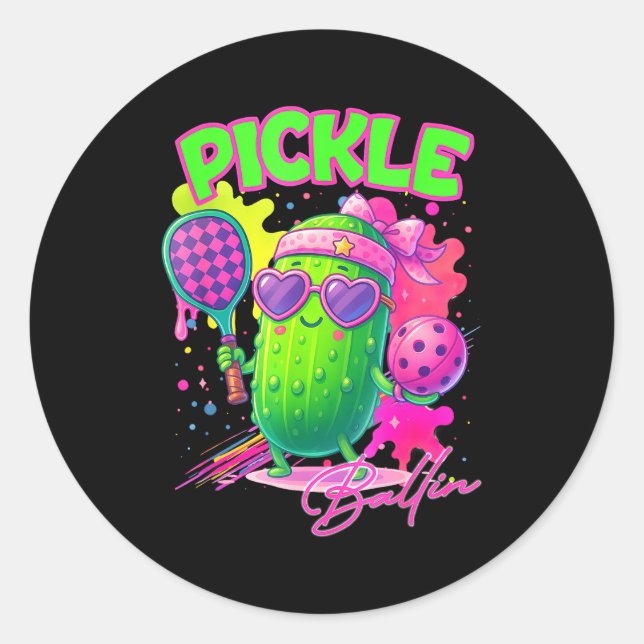 Sticker Rond Ckle Ballin Cute Ckleball Women Girls Ckleball Lov (Devant)