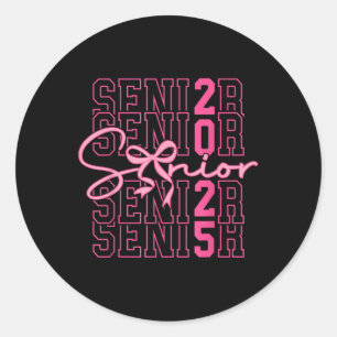 Sticker Rond Cl De 2025 Coquette Bow Senior 2025 Graduation Gir