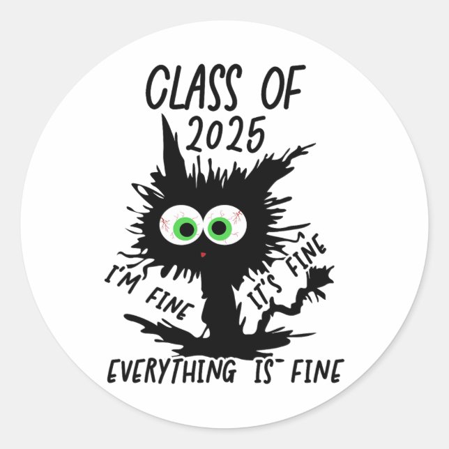 Sticker Rond Cl De 2025 Drôle Chat Noir (Devant)