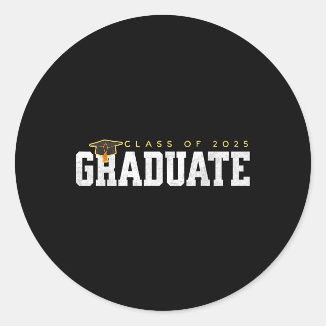 Sticker Rond Cl De 2025 Drôle Graduation Aînés Lycée Gr (Devant)