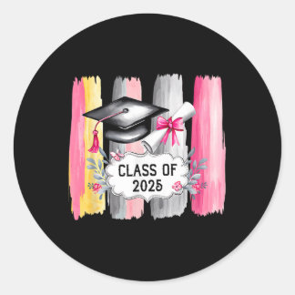 Sticker Rond Cl De 2025 Femmes Diplômée Lycée Col