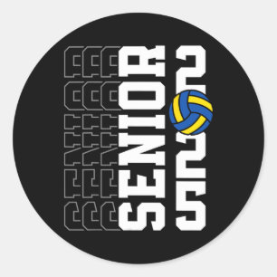 Sticker Rond Cl De 2025 Graduation Senior Volleyll Joueurs Garç