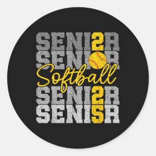 Sticker Rond Cl De 2025 Senior Softball Retro Graduation 2025 M