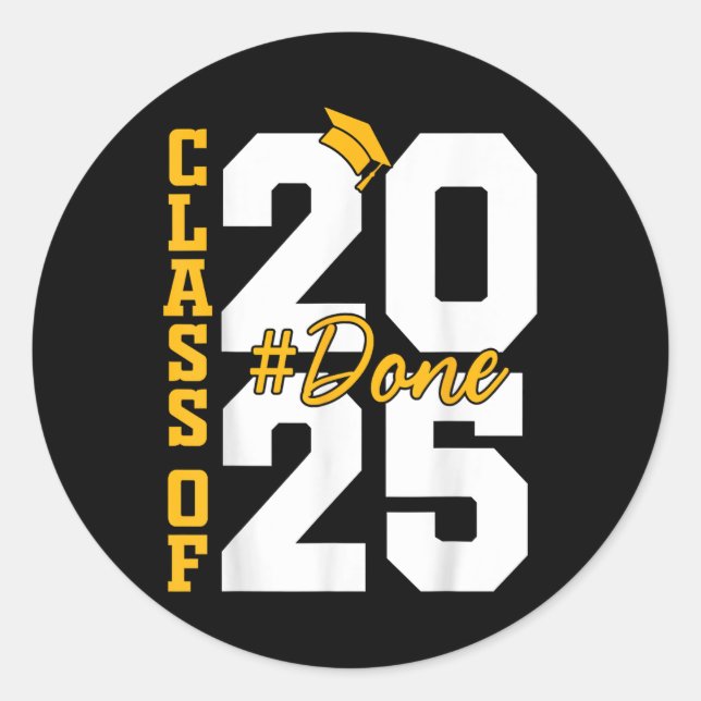 Sticker Rond Cl De 2025 Terminé Graduation 2025 (Devant)