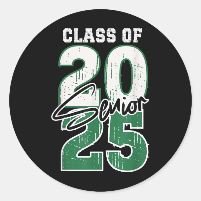Sticker Rond Cl Of 2025 Senior - Graduation 2025 Green (Devant)