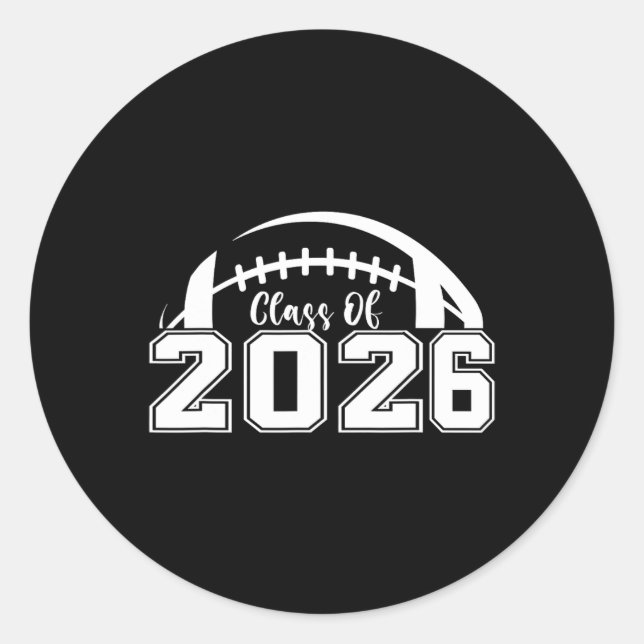 Sticker Rond Cl Of 2026 Graduation Senior Football Player Sport (Devant)