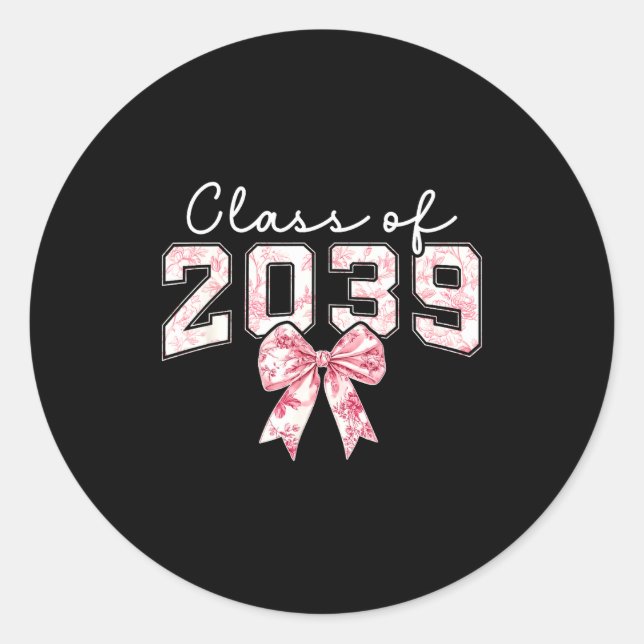 Sticker Rond Cl Of 20&#  Grad Preppy Coquette Bow Girly Girl K (Devant)
