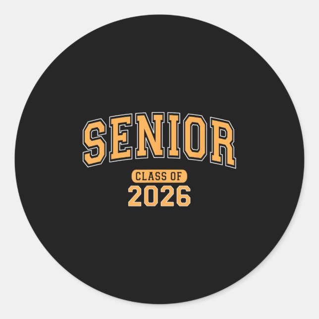 Sticker Rond Cl Senior De 2026 Graduation Arched Orange Letters (Devant)