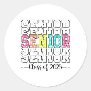 Sticker Rond Cl Supérieur De 2025 Graduation Senior 2025