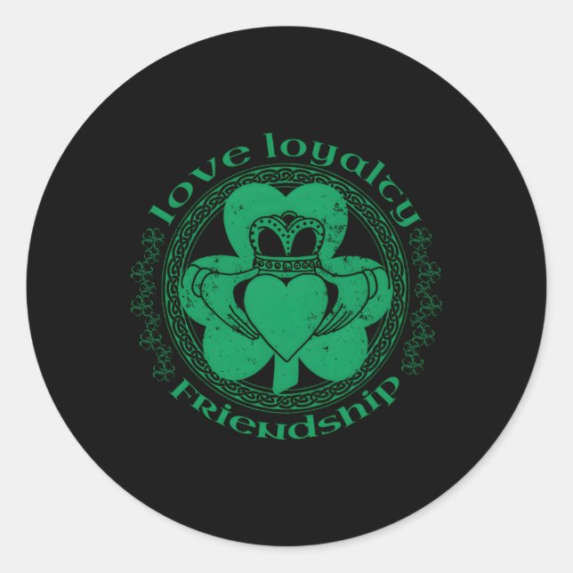 Sticker Rond Claddagh Jour de la Saint Patrick Shamrock irlanda (Devant)
