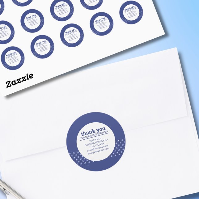 Sticker Rond Clair Moderne Bleu Blancs Pois Nettoyage (Créateur téléchargé)