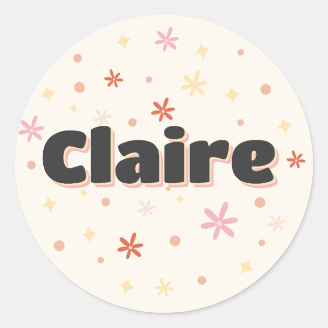 Sticker Rond Claire nom mignon design (Devant)