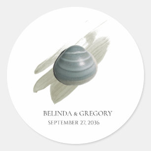Sticker Rond Clam Mariage d'aquarelle