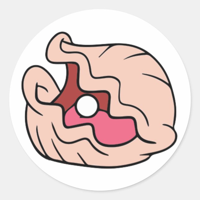 Sticker Rond Clame de dessin rose avec une perle en elle (Devant)