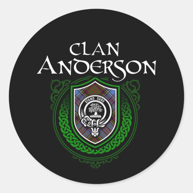 Sticker Rond Clan Anderson Scottish Family Tartan (Devant)