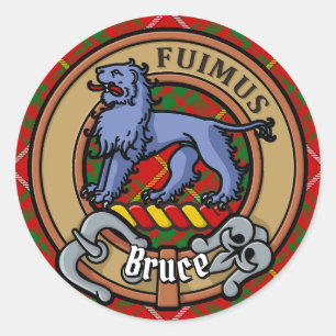 Sticker Rond Clan Bruce Crest sur Tartan