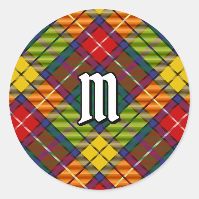 Sticker Rond Clan Buchanan Tartan (Devant)