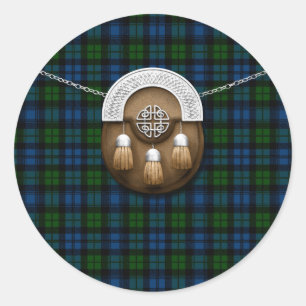 Sticker Rond Clan Campbell Militaire Tartan Et Sporran