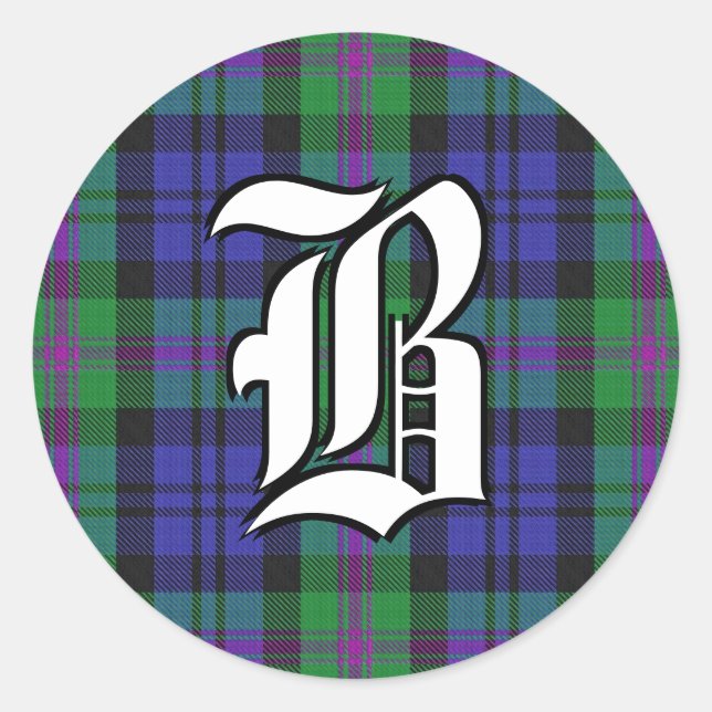 Sticker Rond Clan classique Baird Tartan Monogramme (Devant)