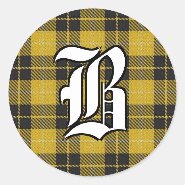 Sticker Rond Clan classique Barclay Tartan Monogramme (Devant)