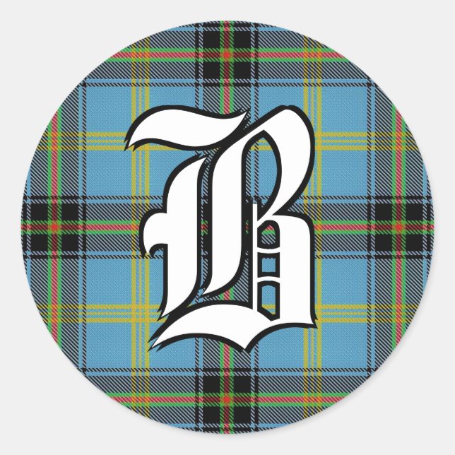 Sticker Rond Clan classique Bell Tartan Monogramme (Devant)