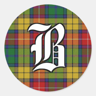 Sticker Rond Clan classique Buchanan Tartan Monogramme