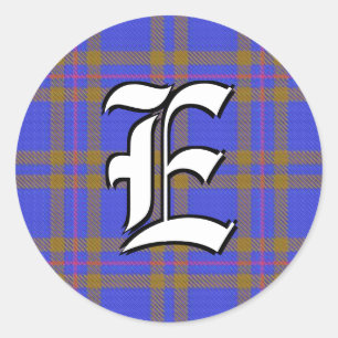 Sticker Rond Clan classique Elliot Elliott Tartan Monogramme