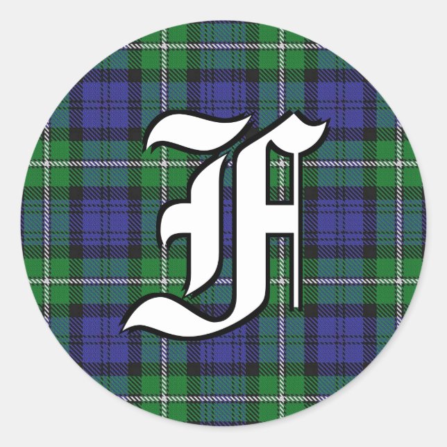 Sticker Rond Clan classique Forbes Tartan Monogramme (Devant)