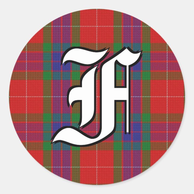 Sticker Rond Clan classique Fraser Tartan Monogramme (Devant)