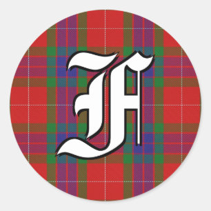 Sticker Rond Clan classique Fraser Tartan Monogramme