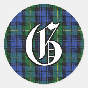 Sticker Rond Clan classique Gordon Tartan Monogramme