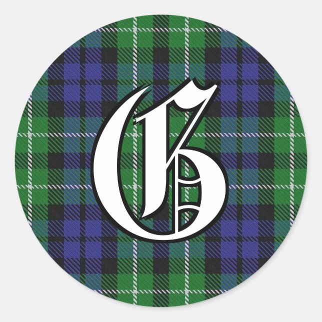 Sticker Rond Clan classique Graham Tartan Monogramme (Devant)