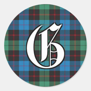 Sticker Rond Clan classique Guthrie Tartan Monogramme