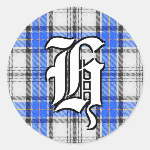 Sticker Rond Clan classique Hannay Tartan Monogramme