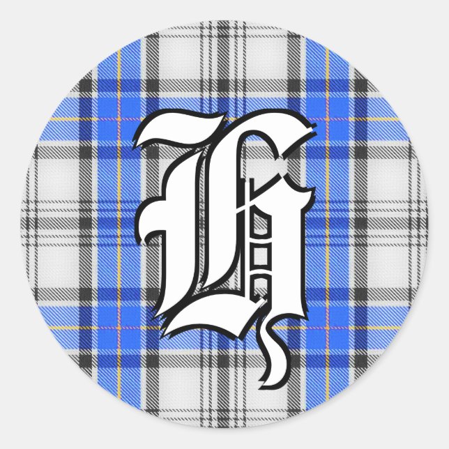 Sticker Rond Clan classique Hannay Tartan Monogramme (Devant)