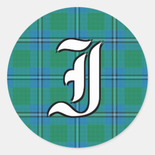 Sticker Rond Clan classique Irvine Irwin Tartan Monogramme