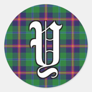 Sticker Rond Clan classique Jeune Tartan Monogramme