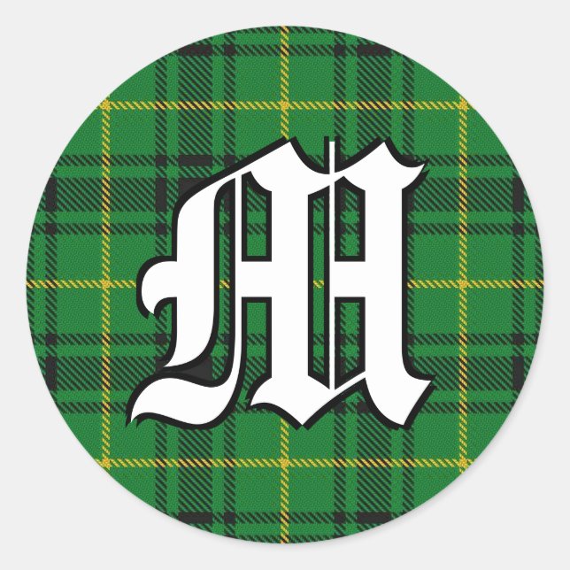 Sticker Rond Clan classique MacArthur Arthur Tartan Monogramme (Devant)